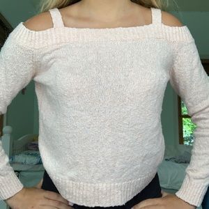 Off the shoulder blush pink sweater